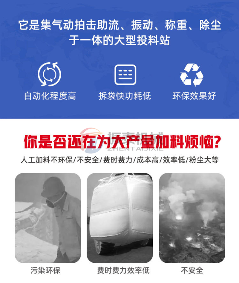 工業廢鹽噸袋拆包機優勢特點